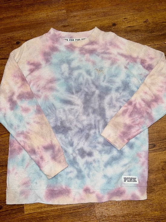 PINK Victoria's Secret Tops - PINK Victoria's Secret Pastel Tie Dye Pullover Crewneck Terry Cloth Y2K Size M